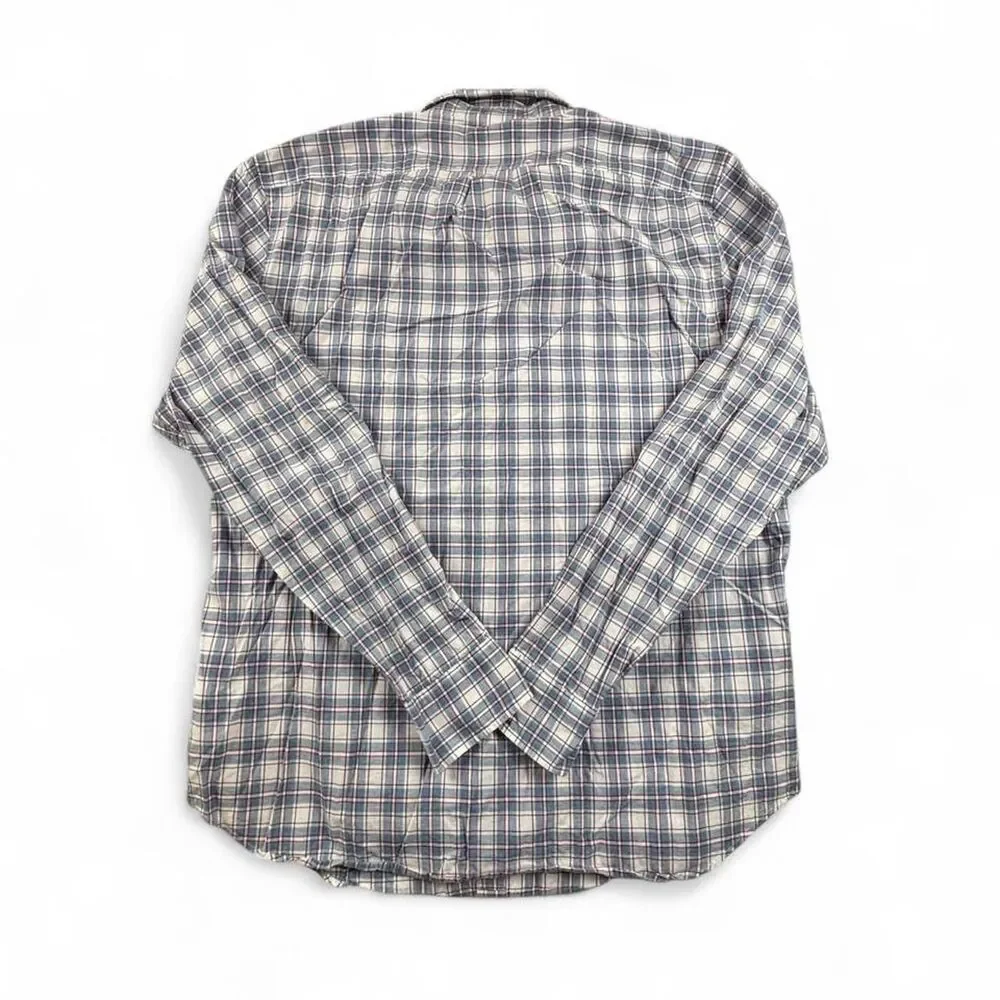 J.Crew Plaid Button Up Shirt Men’s L Blue Cotton Casual Preppy